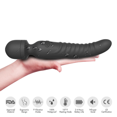 Dual End Massager Intelligent Heating AV Wand Soft Neck Dildo Vibrator