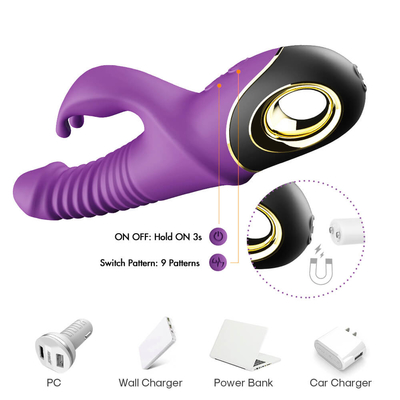 Magnetic Charging Rabbit Dildo Big Rotating Vibrator Penis Thrusting