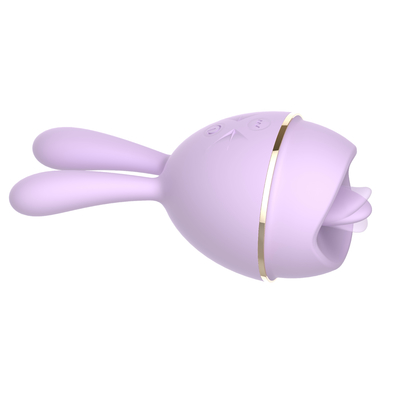 Soft Rabbit Waterproof Dual Motor Tongue Licking Vibrator Pleasure Toys For Women