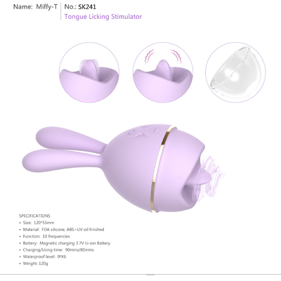 Soft Rabbit Waterproof Dual Motor Tongue Licking Vibrator Pleasure Toys For Women