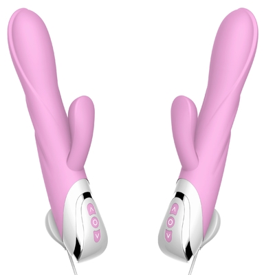 213mm Rechargeable Rabbit Vibrator Sex Toy Double Motor Pink Lady Vibrator