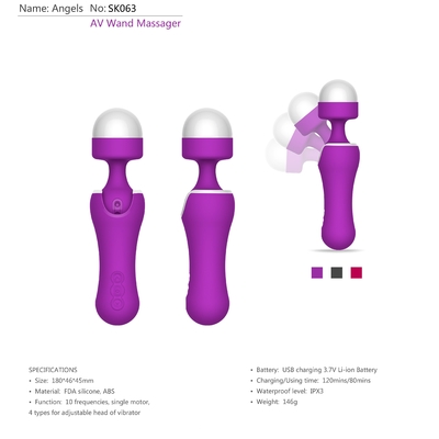 4 Types Adjustable Head Silicone Vibrator For Vegina Adult Wand Massager 180*46*45mm