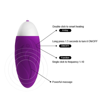 10 Speed Silicone Heating Vibrating Love Eggs Purple Romantic Powerful Sex Toy