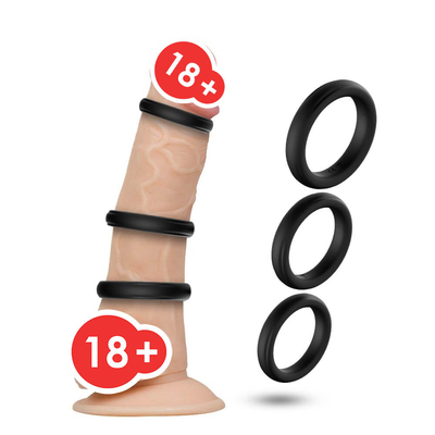 Three In One Silicone Glans Cock Ring IPX7 Big Size 52mm For Delay Ejaculation