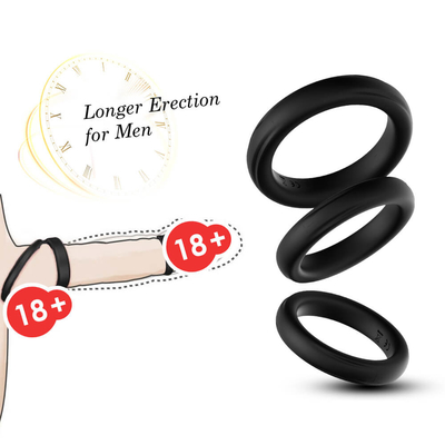 Three In One Silicone Glans Cock Ring IPX7 Big Size 52mm For Delay Ejaculation