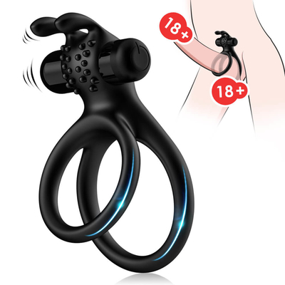 Powerful Durable IPX7 Silicone Vibrating Cock Ring All Round Tight For Couple Sex