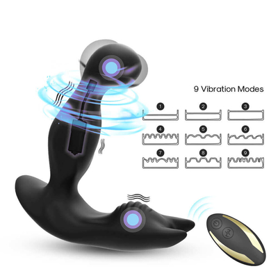 Rotating And Vibrating Men Prostate Massager Silicone Homemade Sex Toy