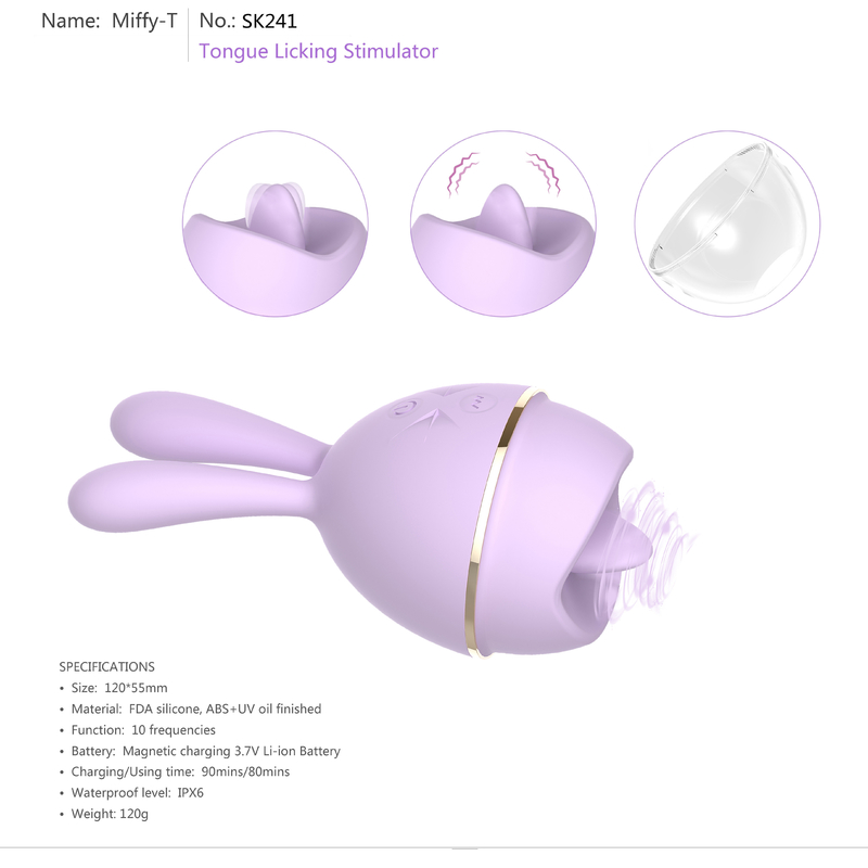 Soft Rabbit Waterproof Dual Motor Tongue Licking Vibrator Pleasure Toys For Women