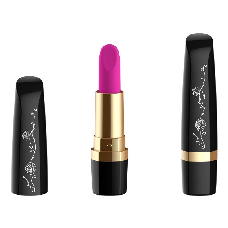 100mm 6V 50 Mins Black Rose Sex Toys Pink Lipstick Vibrator For Girls Sex Toy