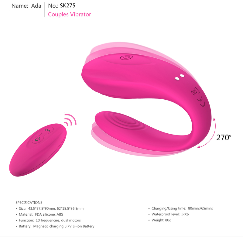 Rechargeable Couple Anal Clitoris Sex Toy Dula Motor Waterproof G Spot Vibrator